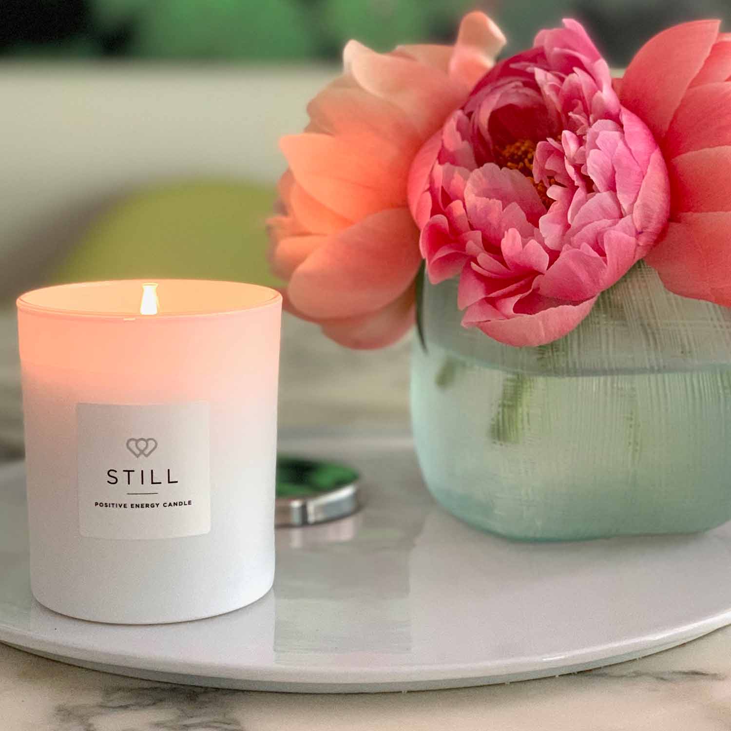 Mothers Day:Spring STILL USC 30cl STILL Candle flowers Peony close up 1500 - - The Universal Soul Company